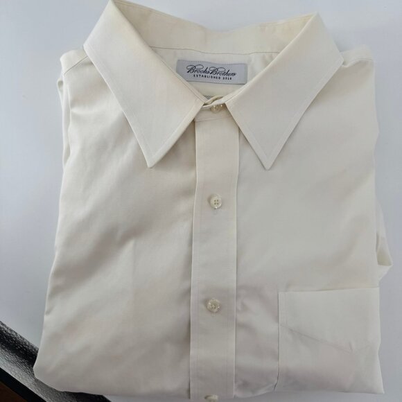 Men’s Brooks Brothers Non-Iron Dress Shirt 18 34/35 Cream Long Sleeve Classic - Picture 1 of 4